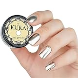 Polvo cromado color plata para uñas con efecto espejo