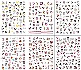 Calcomanías de Uñas de Mickey Minnie,Decoración de Pegatinas de Uñas 6 Hojas Nail Art Stickers 3D Consejos de Uñas Autoadhesivas Decoraciones de Manicura para Mujeres Niñas Niños
